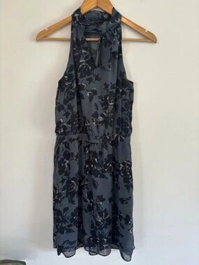 Banana Republic dress, blue floral print and a halter tie neckline, size 8